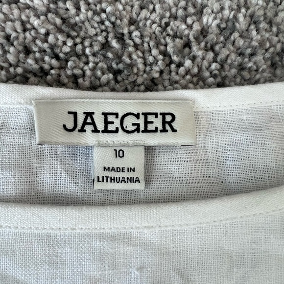 Jaeger White Dark Pink Block 100% Flax Linen Dress Women’s Size UK 10 US 6 - Picture 2 of 9